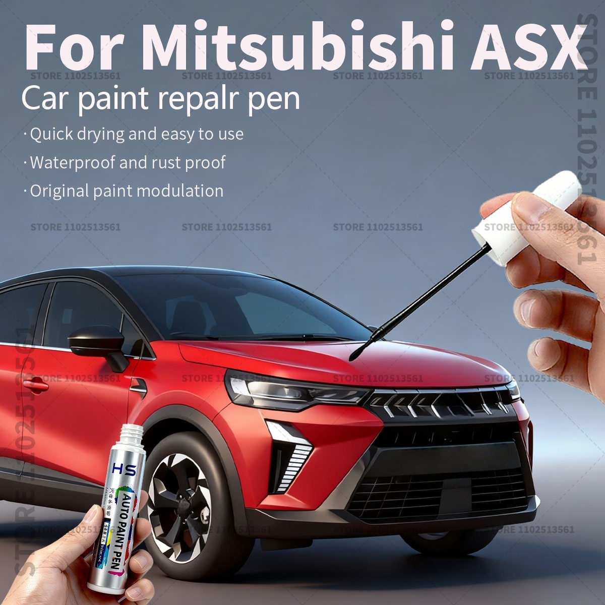 Car Scratch Remover Pen - ปากกาซ่อมสีรถยนต์มิตซูบิชิ ASX สำหรับซ่อมรอยขีดข่วน อุปกรณ์ตกแต่งรถยนต์ DIY สีแดง