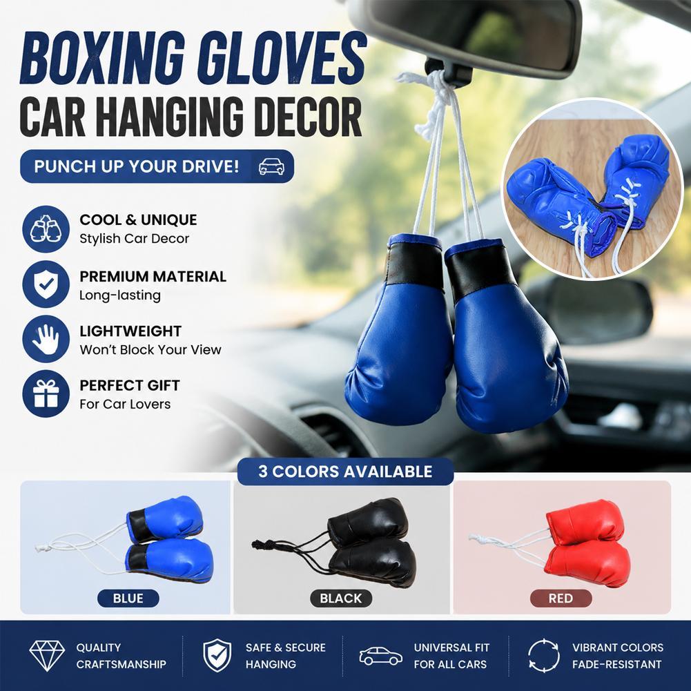 Car Accessories Mirror Hanging - ถุงมือชกมวยขนาดเล็ก ของตกแต่งแขวนกระจกมองหลังรถยนต์ หนังสีน้ำเงิน ของประดับตกแต่ง ของขวัญสำหรับฝึกกีฬา อุปกรณ์เสริม