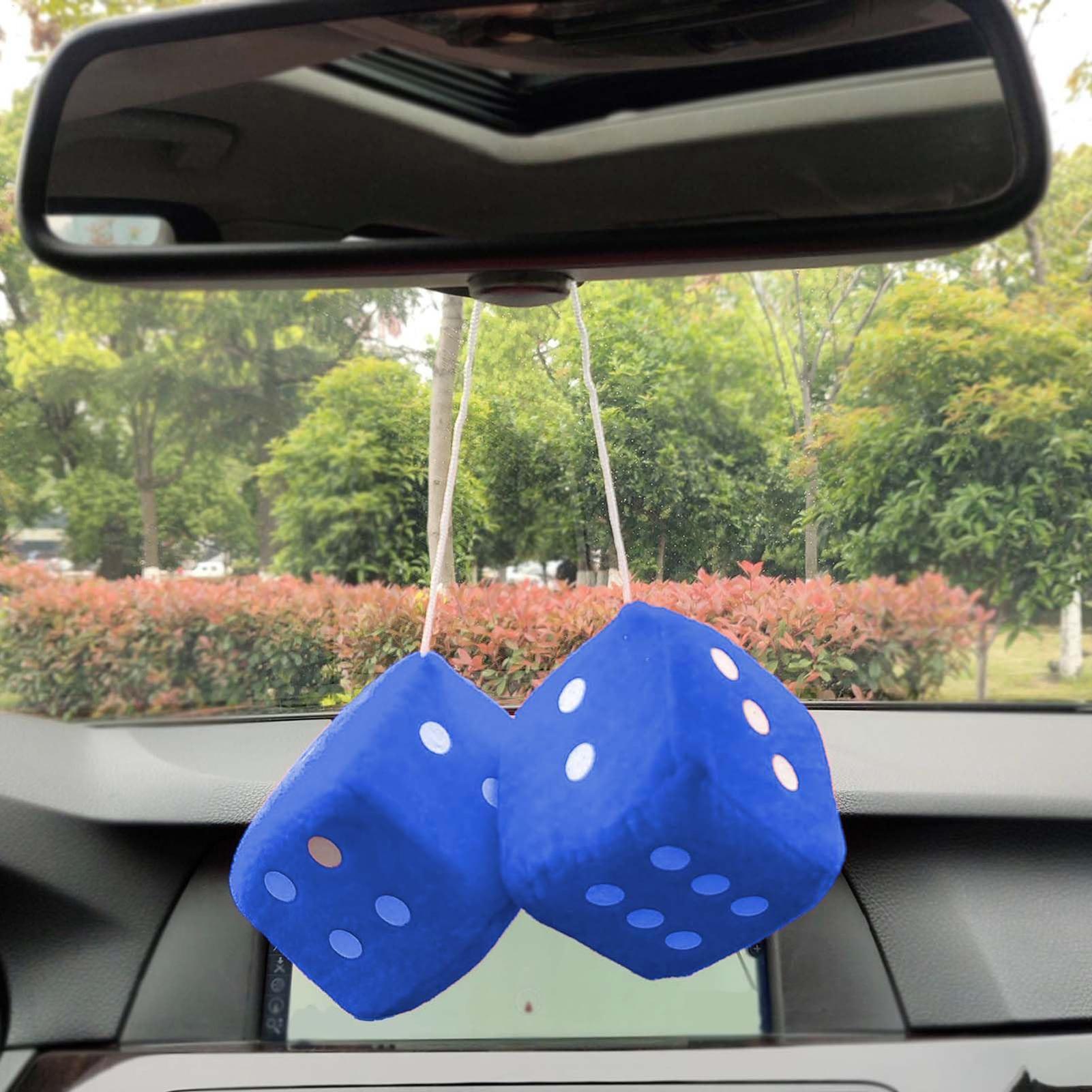 Car Accessories Mirror Hanging - ลูกเต๋าขนปุยสำหรับกระจกมองหลังรถยนต์ ของตกแต่งภายในรถยนต์ ของประดับรถยนต์ สำหรับรถบรรทุก รถ SUV