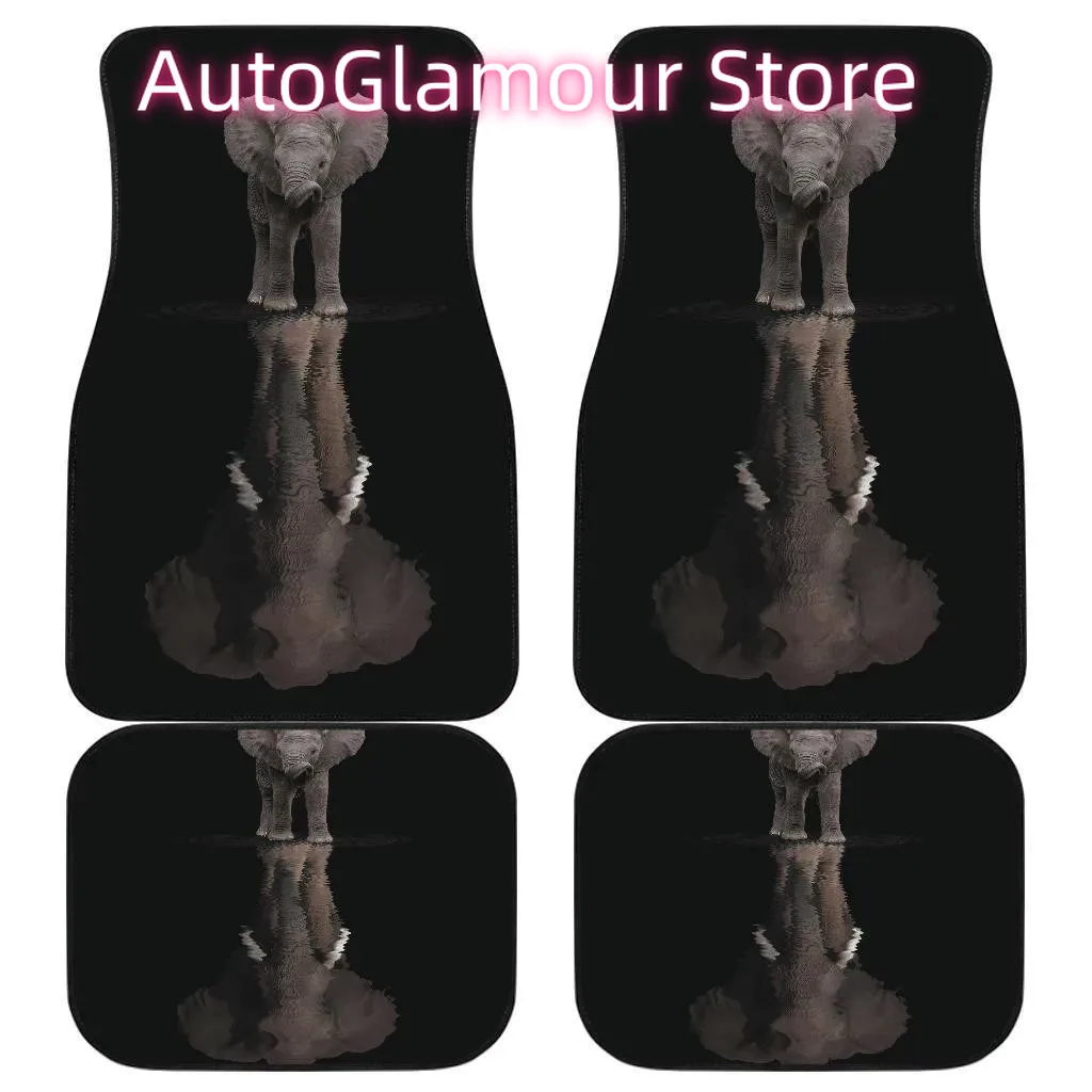 Car Accessories Amazon - พรมปูพื้นรถยนต์ลายช้างในป่าอเมซอนธีมสีดำ อุปกรณ์ตกแต่งภายในรถยนต์ พรมปูพื้นกันลื่น