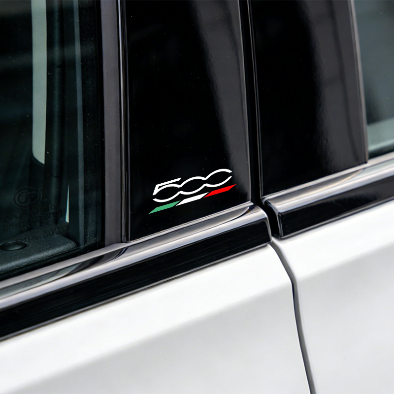 Car Accessories Under 500 - สติ๊กเกอร์ติดตัวถังรถยนต์ 4 ชิ้น, สติ๊กเกอร์ตกแต่งหน้าต่างรถยนต์พร้อมโลโก้ เหมาะสำหรับ Fiat