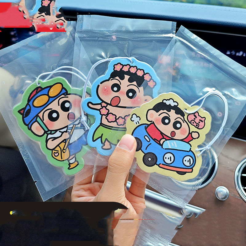 Car Accessories Mirror Hanging - น้ำหอมปรับอากาศในรถยนต์ลายชินจังสุดน่ารัก แบบแขวนสำหรับกระจกมองหลัง ช่วยขจัดกลิ่นไม่พึงประสงค์ในห้อง ตกแต่งด้วยกลิ่นหอม ของสะสม ของขวัญ