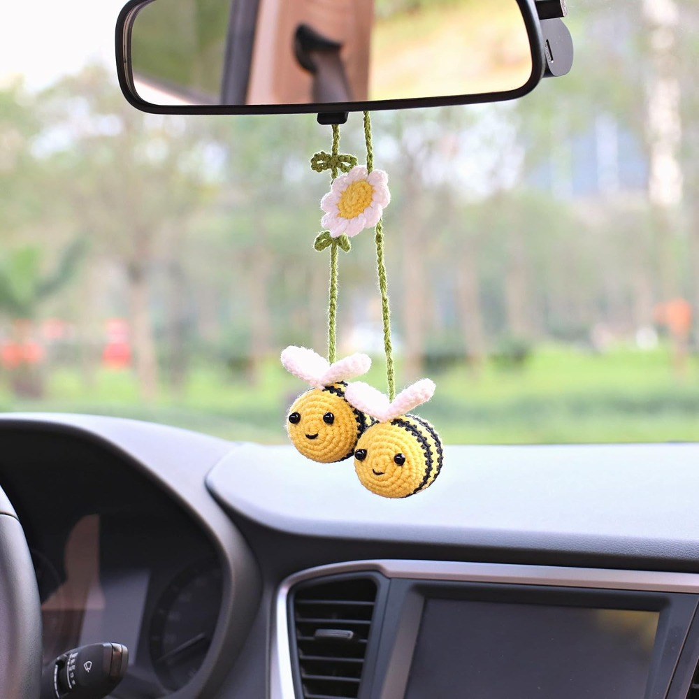 พวงกุญแจผึ้งถักโครเชต์น่ารักสำ - Car Accessories Mirror Hanging บทวิจารณ์และราคา